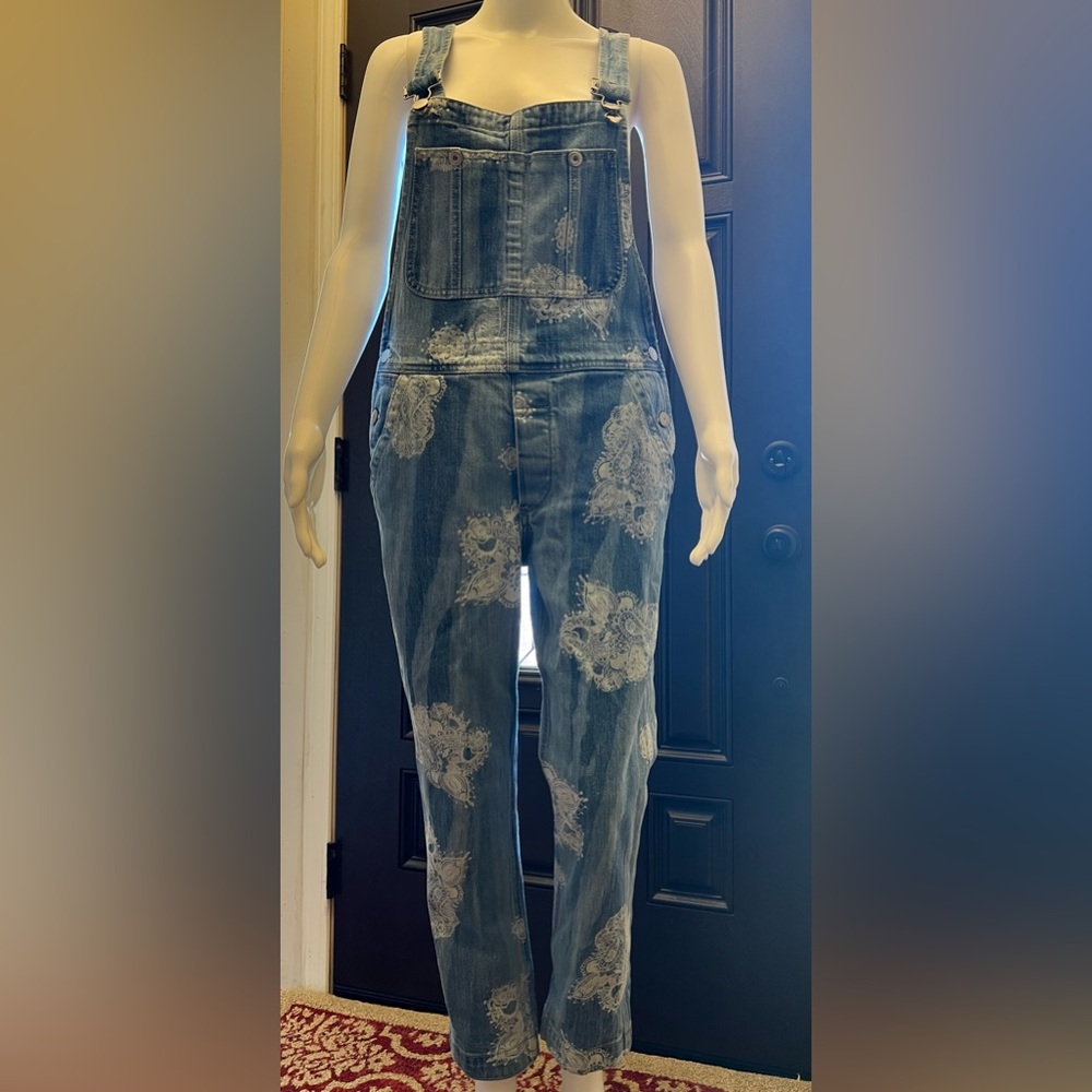 We The Free Flowered Denim Overalls!!